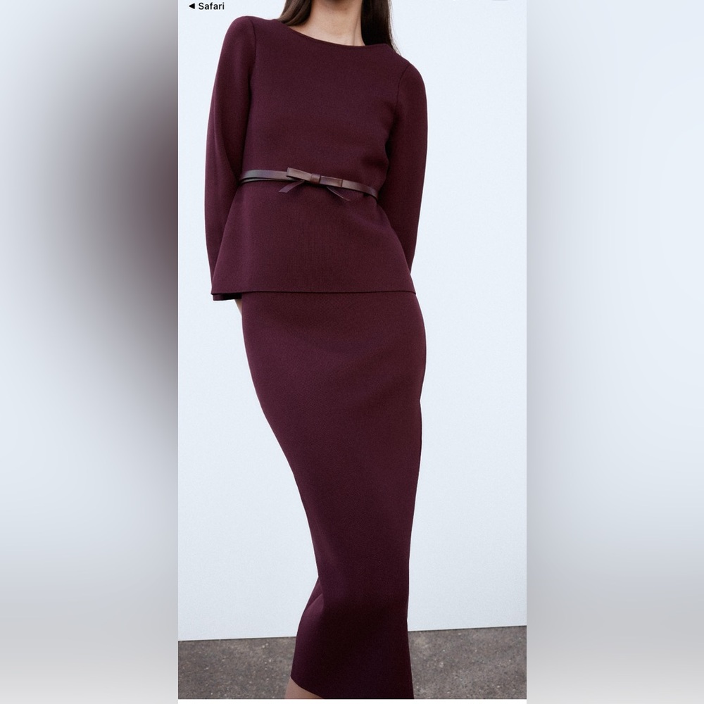 Zara Basic Stretch Knit Black Midi Skirt 2025 Bloggers S/M Fantastic Fit